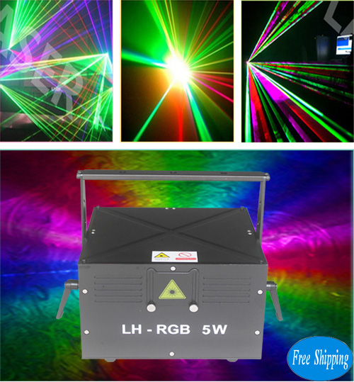 Free Shipping 5000MW ilda+dmx RGB Animation Laser Light