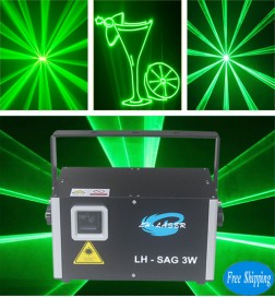 Free Shipping ilda+dmx512 3000MW Single Green Animation Light